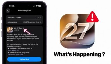 A smartphone screen displaying the iOS 27 software update pending installation.