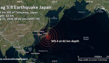 Strong Mag. 5.4 Earthquake - North Pacific Ocean, 86 km Northeast of Hachijo Jima Island, Tokyo, Japan, on Friday, Aug 21, 2026, at 09:02 pm (GMT +9)