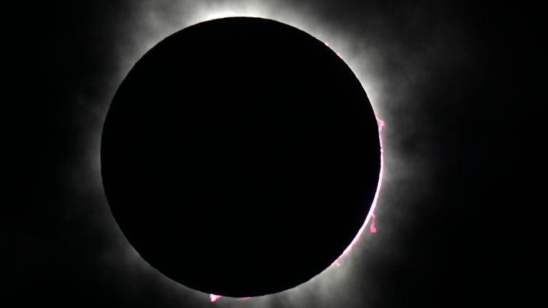 The moon covers the sun during a total solar eclipse, as seen from Texas in 2024. File pic: AP