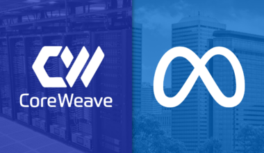 CoreWeave and Meta Platforms logos.