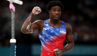 Frederick Richard halfway to first U.S. all-around gymnastics title with slim lead