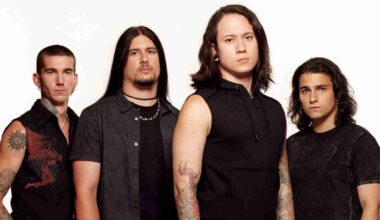 Trivium posing for a photograph in 2006