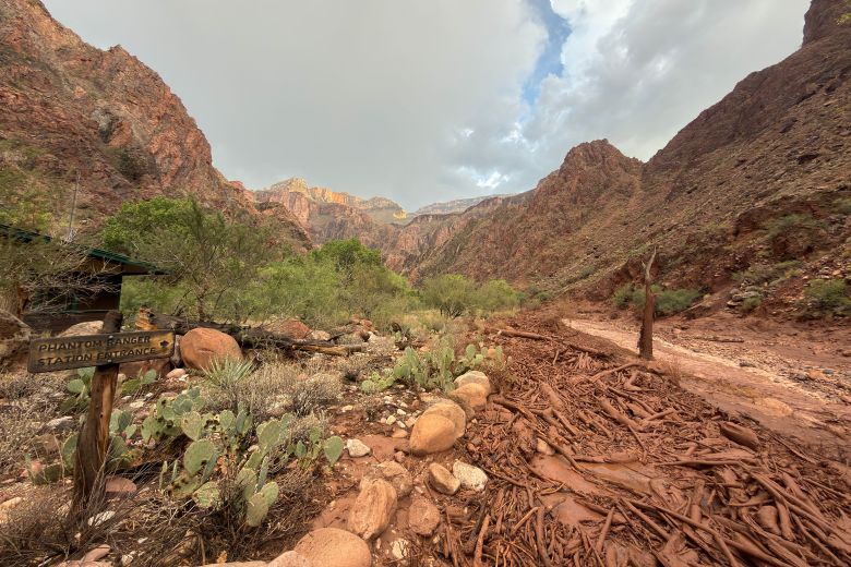 The aftermath of the flash flood is seen at Bright Angel Creek near the Phantom Ranger Station on Saturday.