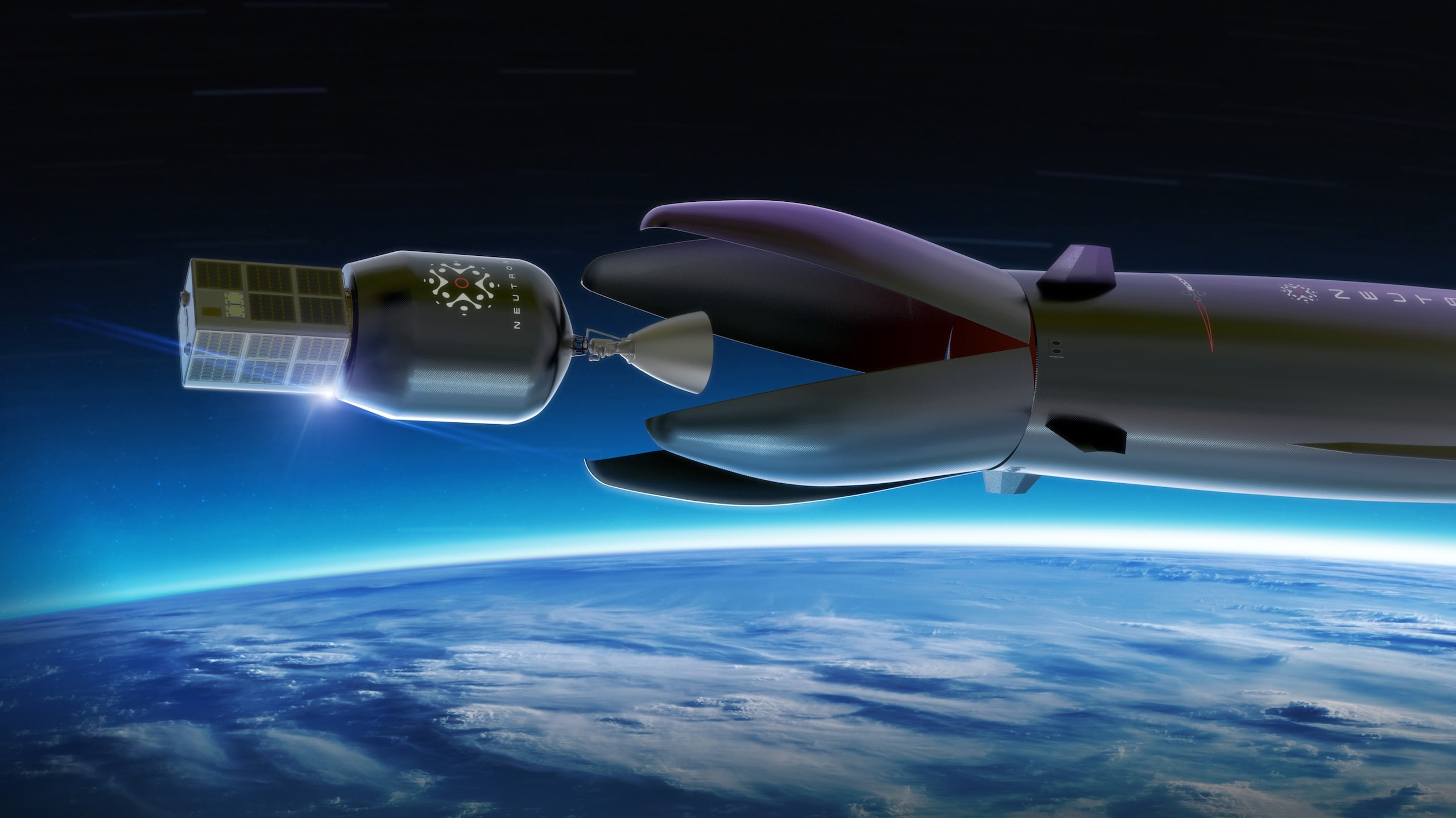 Neutron rocket releasing a satellite from its hungry hippo jaws. 