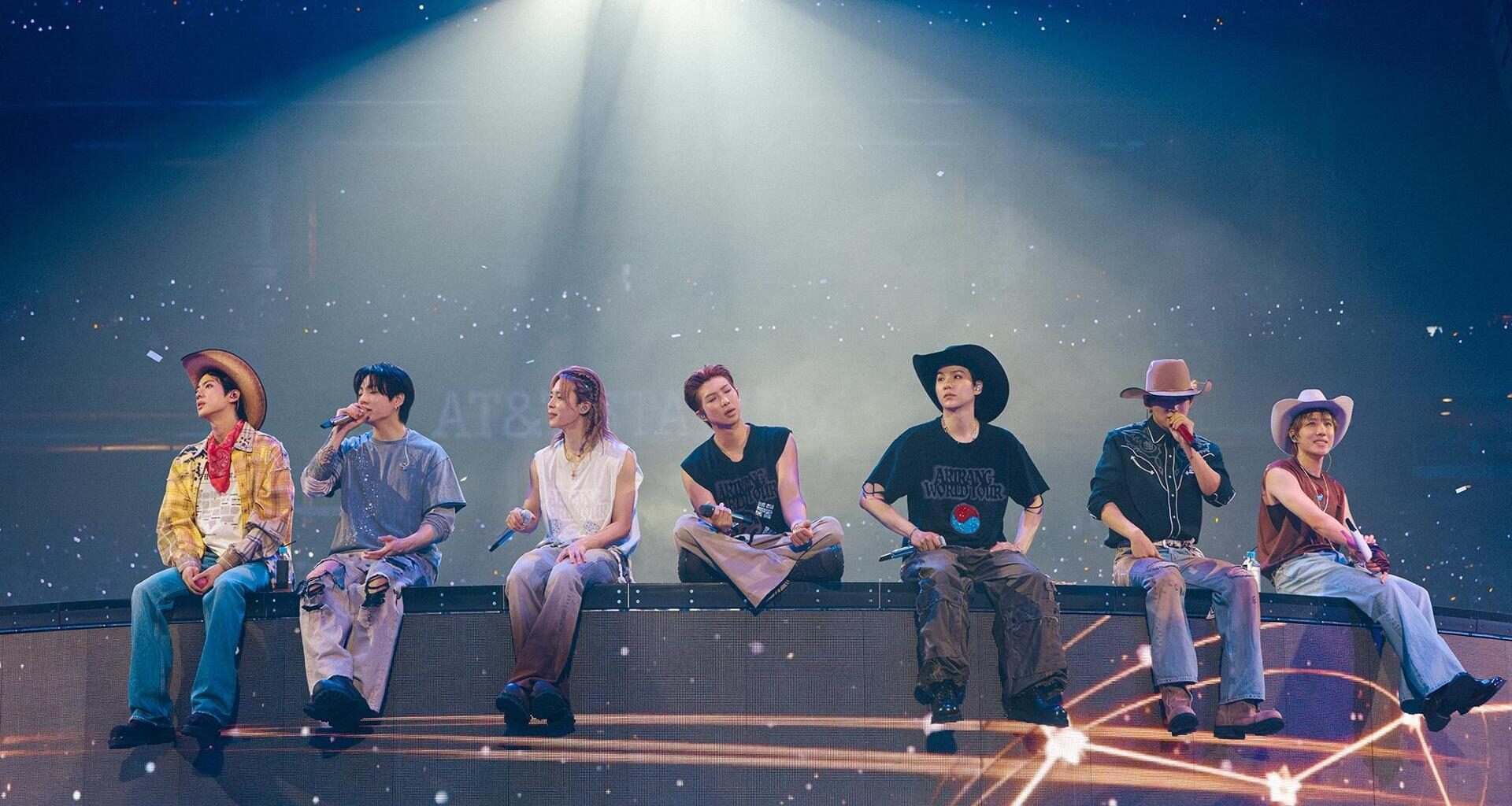 BTS perform on stage for its