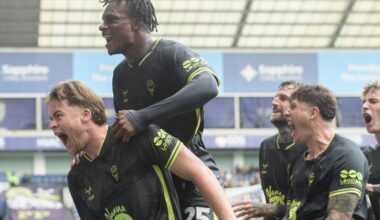 Lincoln City's Freddie Draper celebrates scoring the winning goal