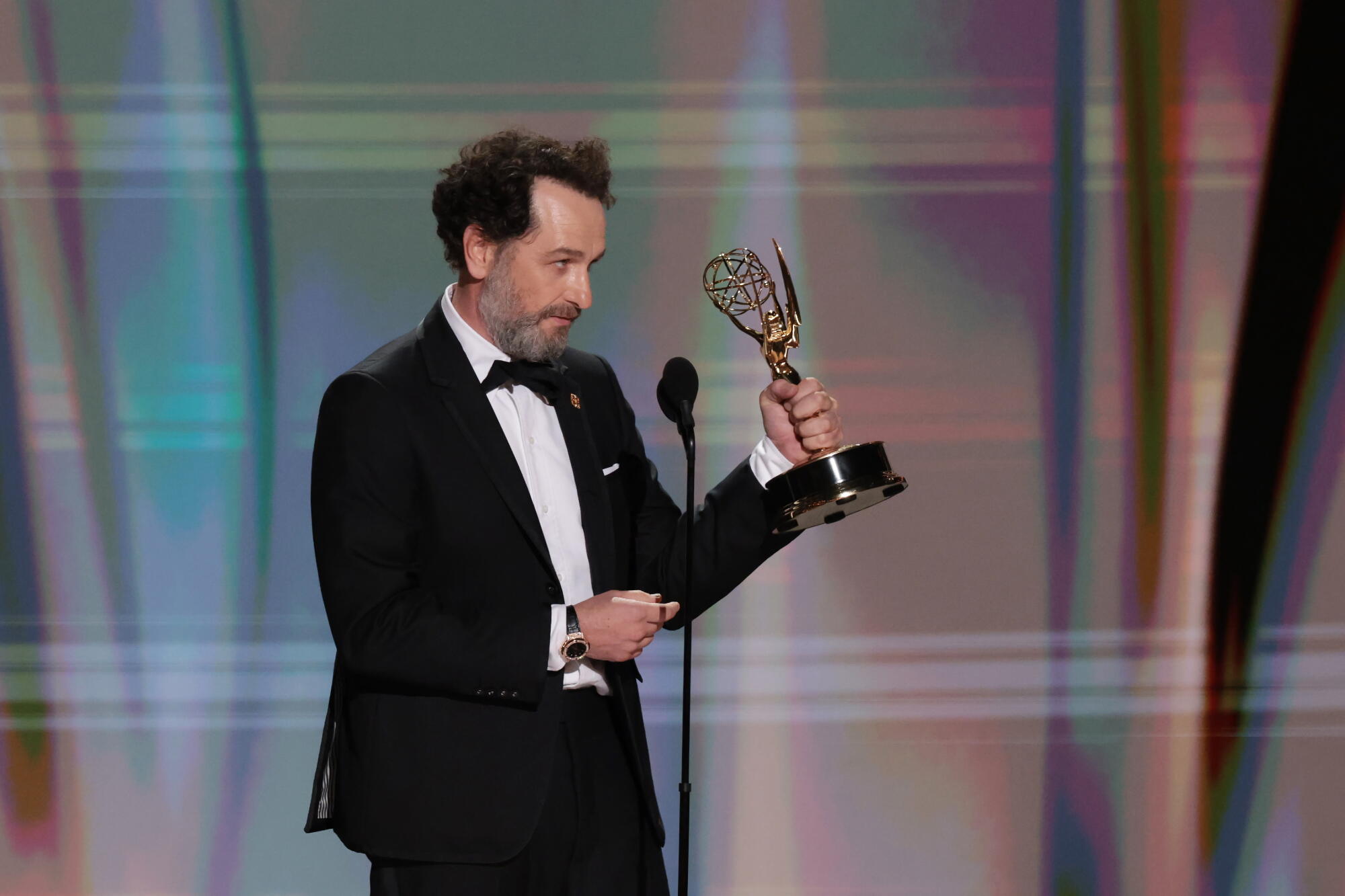 Matthew Rhys accepts his Emmy for lead actor in limited or anthology series or movie for "The Beast in Me."