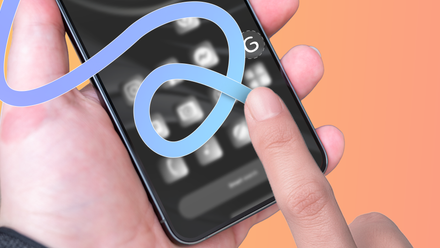 Hand drawing a custom gesture on an Android phone.