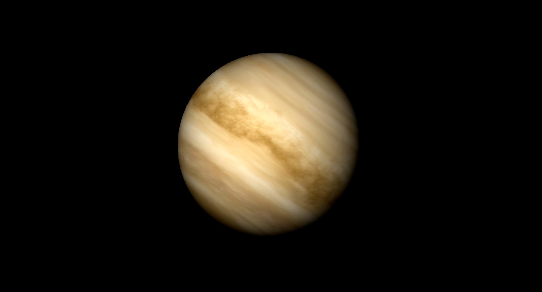 A striped brown sphere against a black background