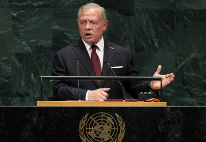 Jordan's King Abdullah II addresses the 81st United Nations General Assembly at UN headquarters in New York on Tuesday. Credit: AFP/TIMOTHY A. CLARY Jordan's King Abdullah II addresses the 81st United Nations General Assembly at UN headquarters in New York on Tuesday.