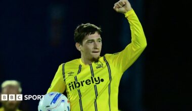Louie Barry celebrates after scoring for Sheffield Wednesday
