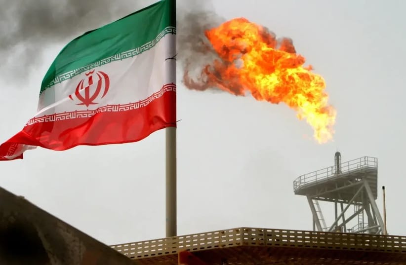 Iran flag at a Persian Gulf oil facility, July 2005