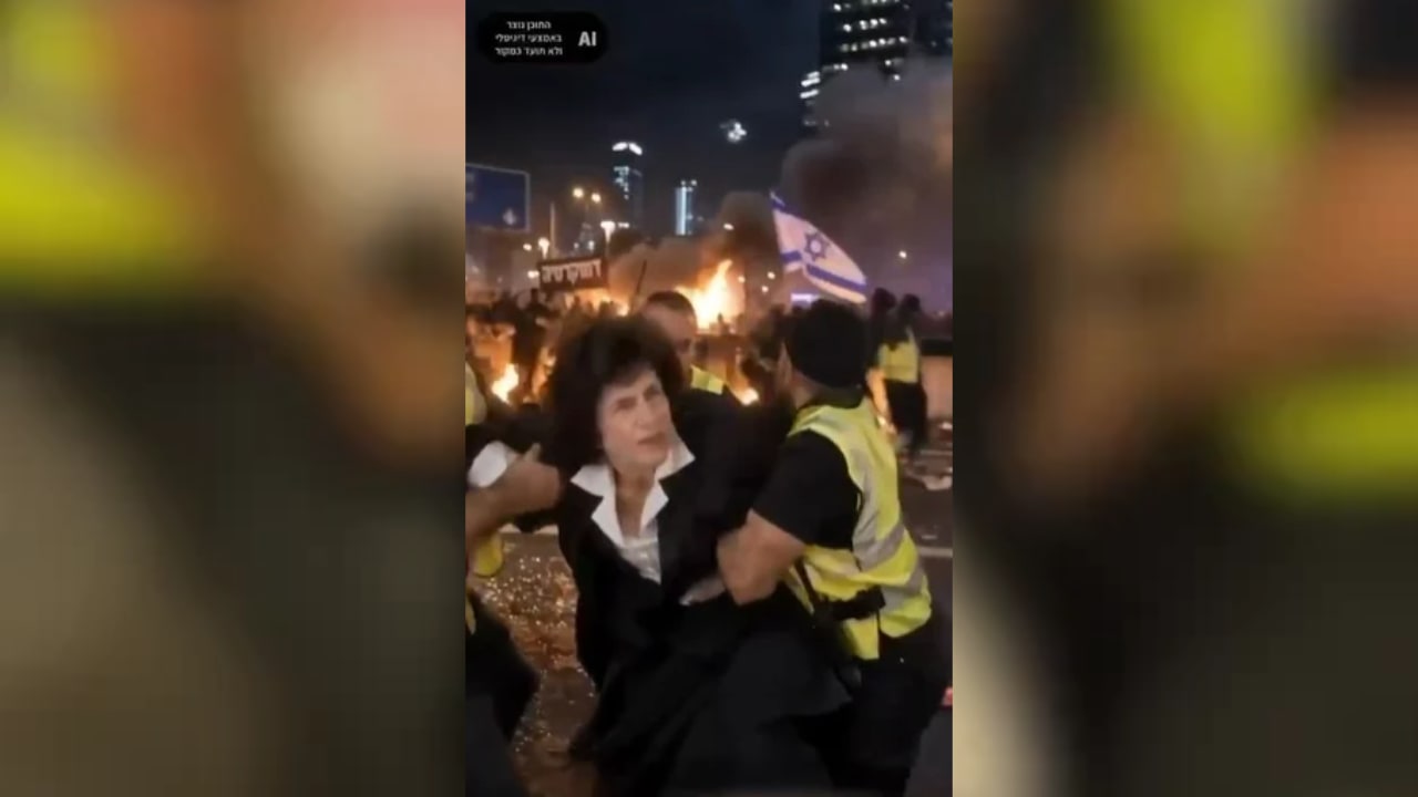 Screengrab from the Religious Zionist Party's recent campaign video showing the arrest of Israeli judicial officials, September 15, 2026.