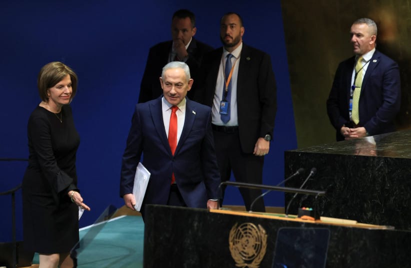 Israeli Prime Minister Benjamin Netanyahu walks to the podium to address the 81st United Nations General Assembly (UNGA) at UN headquarters in New York City, US, September 24, 2026.