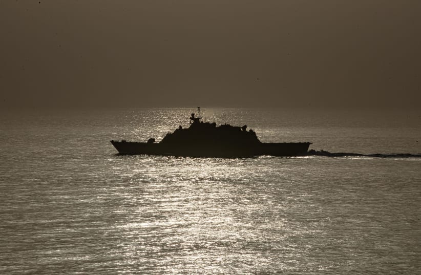 Littoral combat ship USS Sioux City (LCS 11), transits the Strait of Hormuz, June 24. Sioux City is deployed to the U.S. 5th Fleet area of operations to help ensure maritime security and stability in the Middle East region.