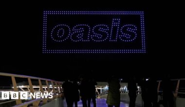Oasis drone display teases new tour announcement - BBC