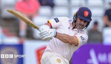 Dean Elgar makes a connection with the ball against Surrey