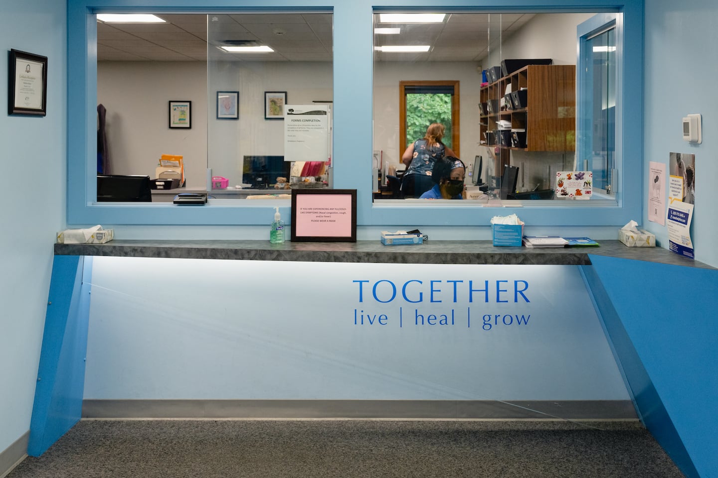 The front reception at Middleboro Pediatrics.