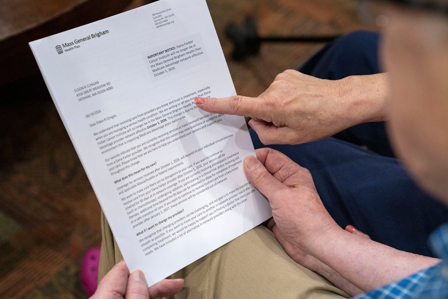 Carol and Eldon Clingan showed the letter they received about the change in coverage.