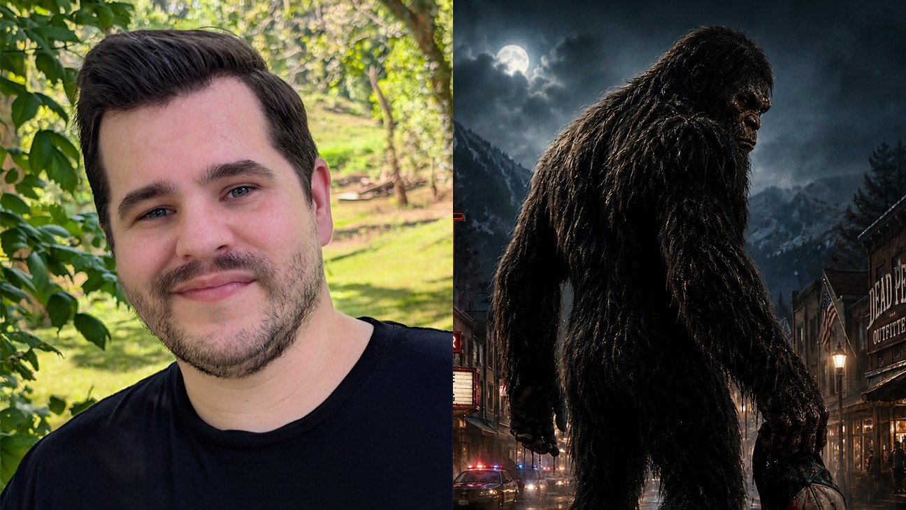 Jacob Reiner with Bigfoot mock-up
