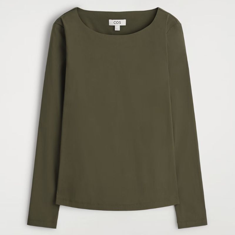 COS, green long sleeve top