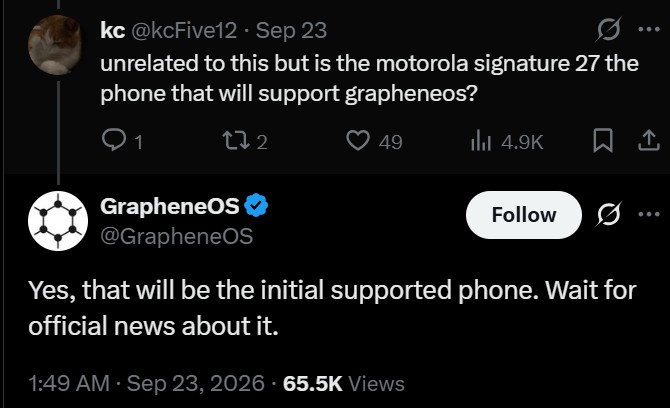 Motorola Signature 27 to support GrapheneOS Motorola-Signature-27-to-support-GrapheneOS