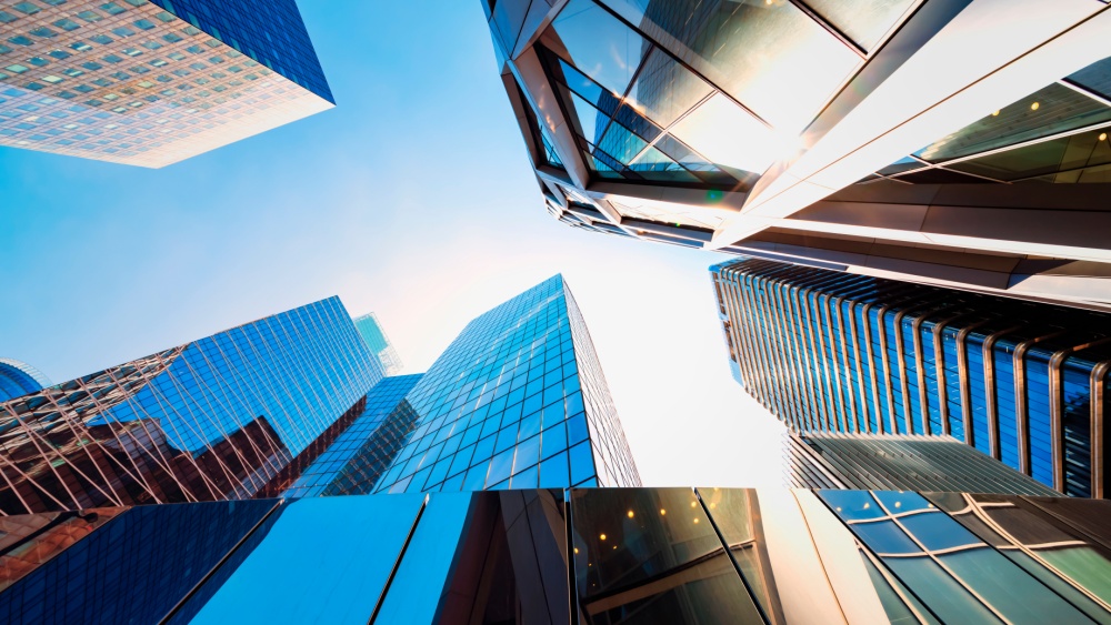 high-rise buildings with glass windows