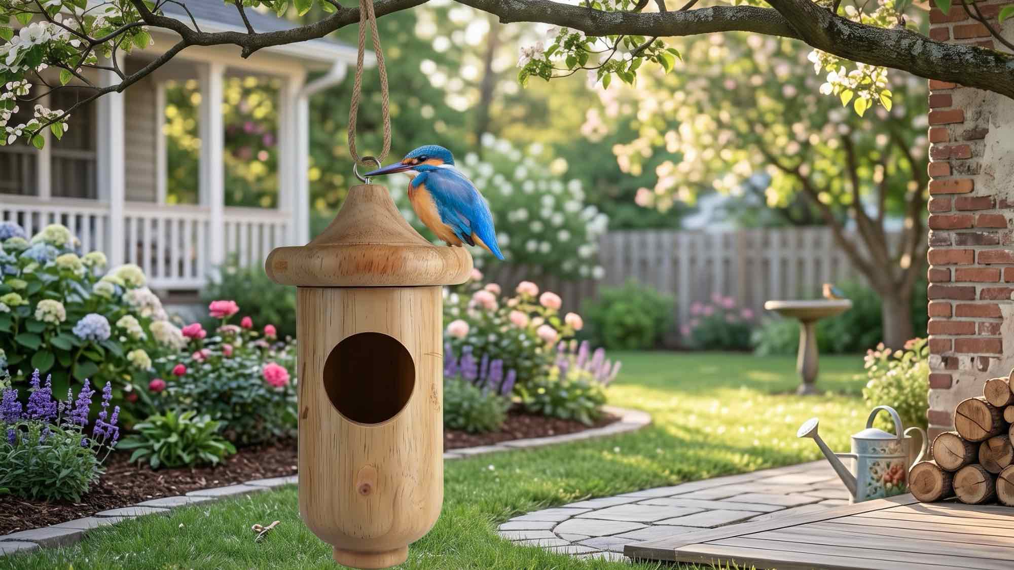 Besworlds hummingbird house in yard