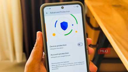 Advanced protection settings open on a Samsing Galaxy Z Flip running Android 16
