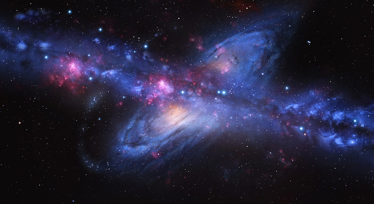 Artist's impression of the Andromeda Milky Way collision. Credit: Mark Garlick / Science Photo Library / Getty Images