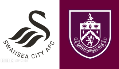 The Swansea City and Burnley club crests side by side