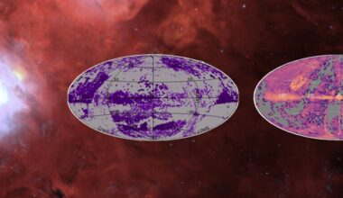 A three-part image showing results from the three mappers that make up DR20 data. Credit: SDSS-V