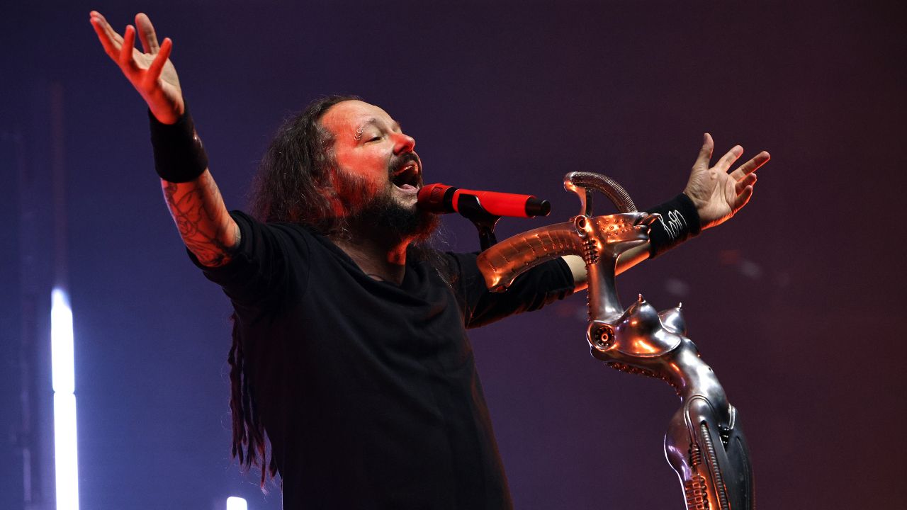 Jonathan Davis of Korn onstage in 2025