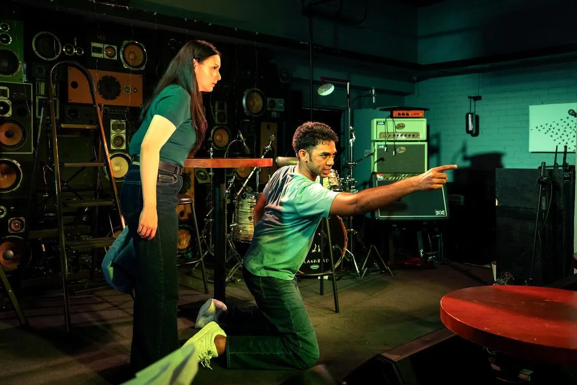 Gateway Arts’ two hander The Parting Glass at live music bar The Blackbird features Juliana Kassim Chan (left) and Rishi Vadrevu.