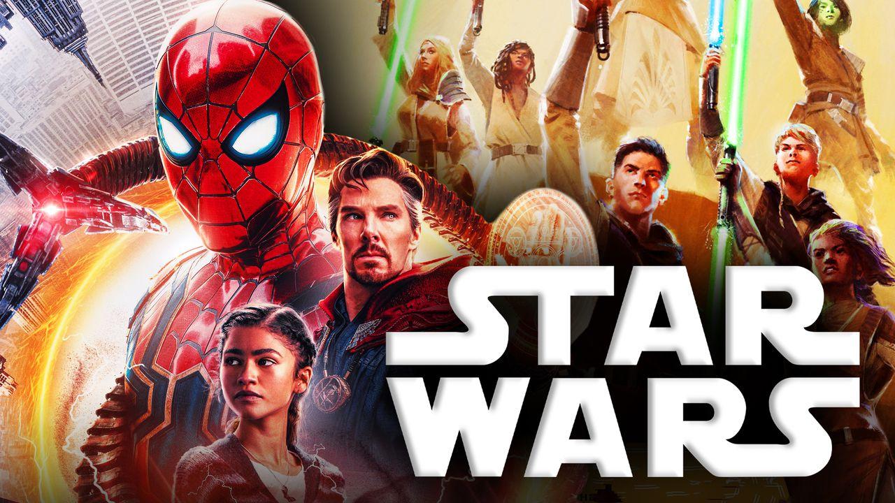 'Spider-Man: No Way Home' poster, Star Wars poster, Star Wars logo.