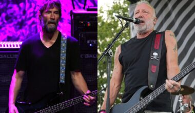 Keanu Reeves and Peter Hook. CREDIT: Jeremychanphotography and Amy E. Price/Getty Images
