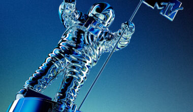 the mtv video music awards 'moonman' trophy floating in space