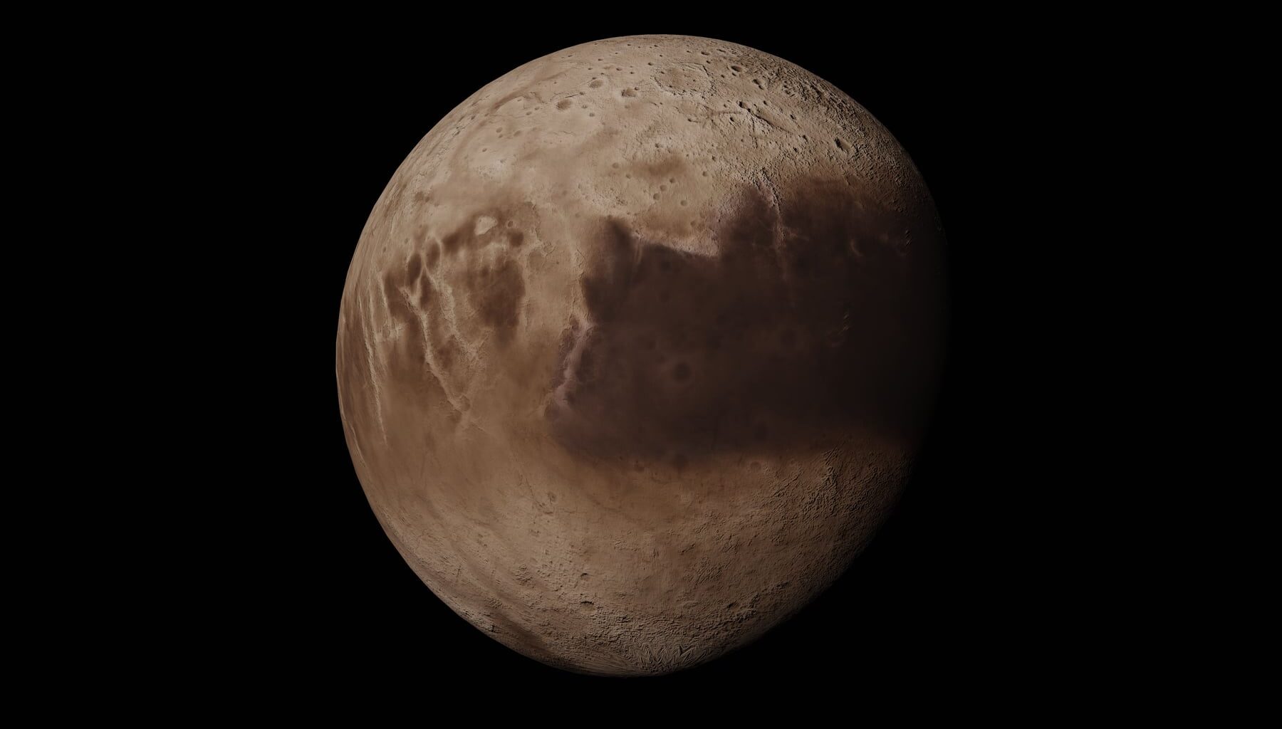 Despite being only about half Earth’s diameter, Mars has nearly as much total surface area as all of Earth’s continents combined—the difference is that oceans cover 71% of our planet, while modern Mars has no permanent bodies of liquid water.