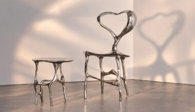 cast aluminum turns heart forms into sculptural furniture in LOVE collection