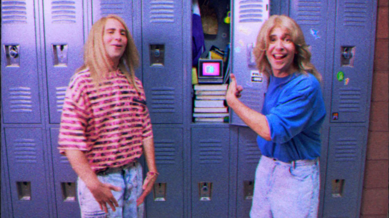 Kyle Mooney as Skip and Treybor by a wall of lockers in Saturday Morning All-Star Hits