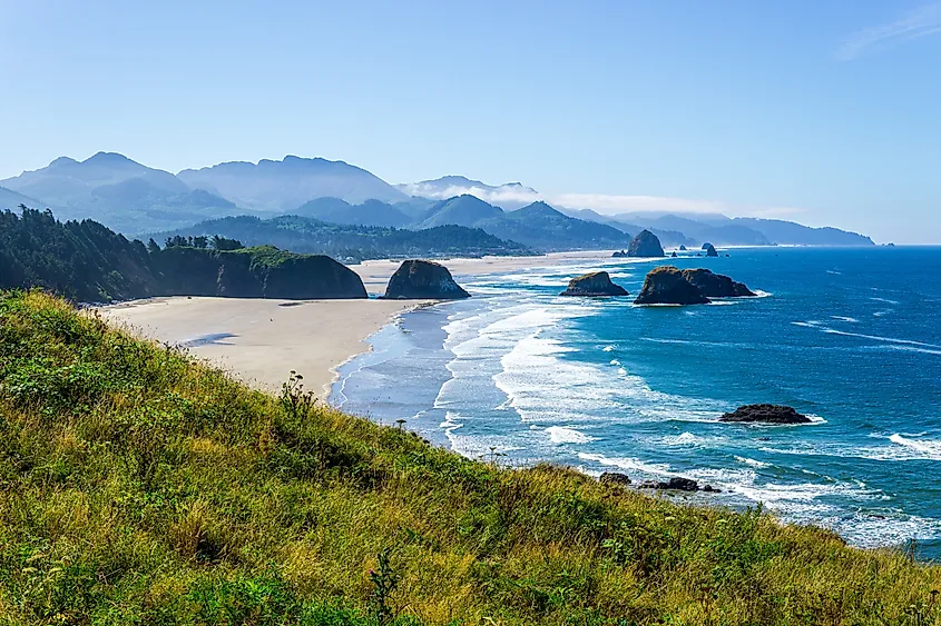 View of Cannon Beach from Ecola State Park Lookout in Tillamook along the Oregon Coast