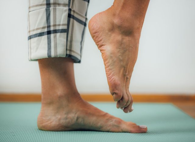 Static Balance Test. Standing on one leg