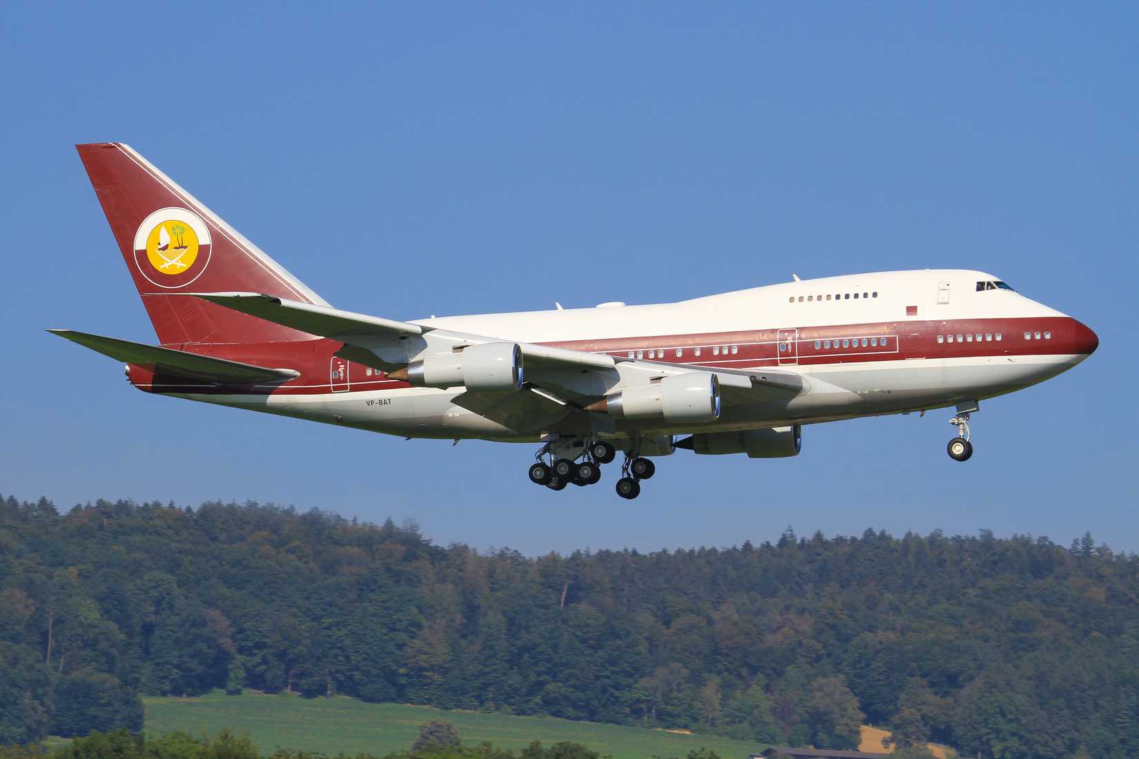Boeing 747SP from Quatar Amiri Flight at Zurich Airport.