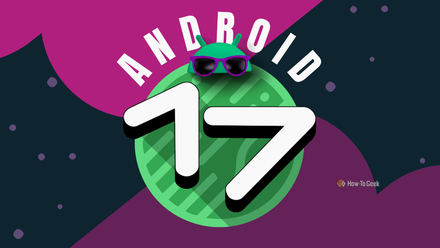 The Android 17 logo with the android mascot wearing sunglasses on a purple background.