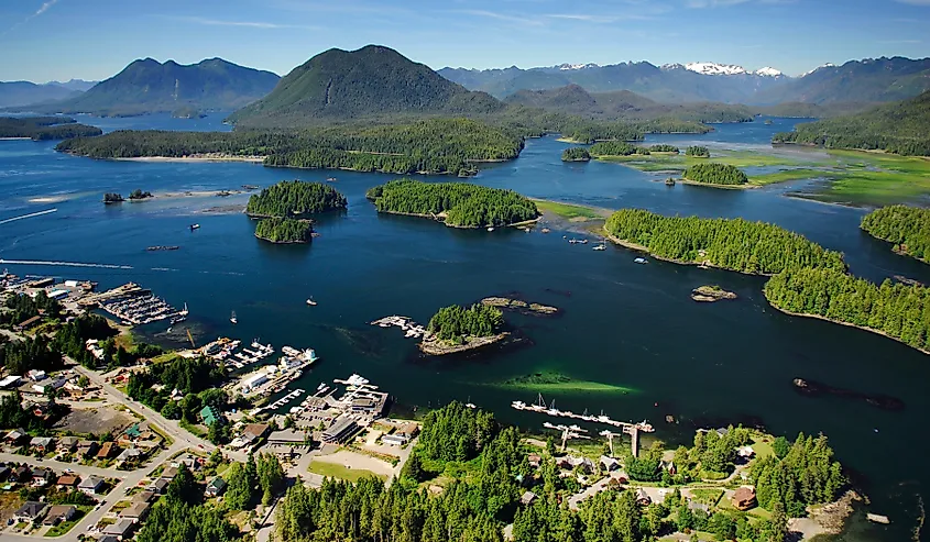 The rugged coastline near Tofino on Vancouver Island, British Columbia.