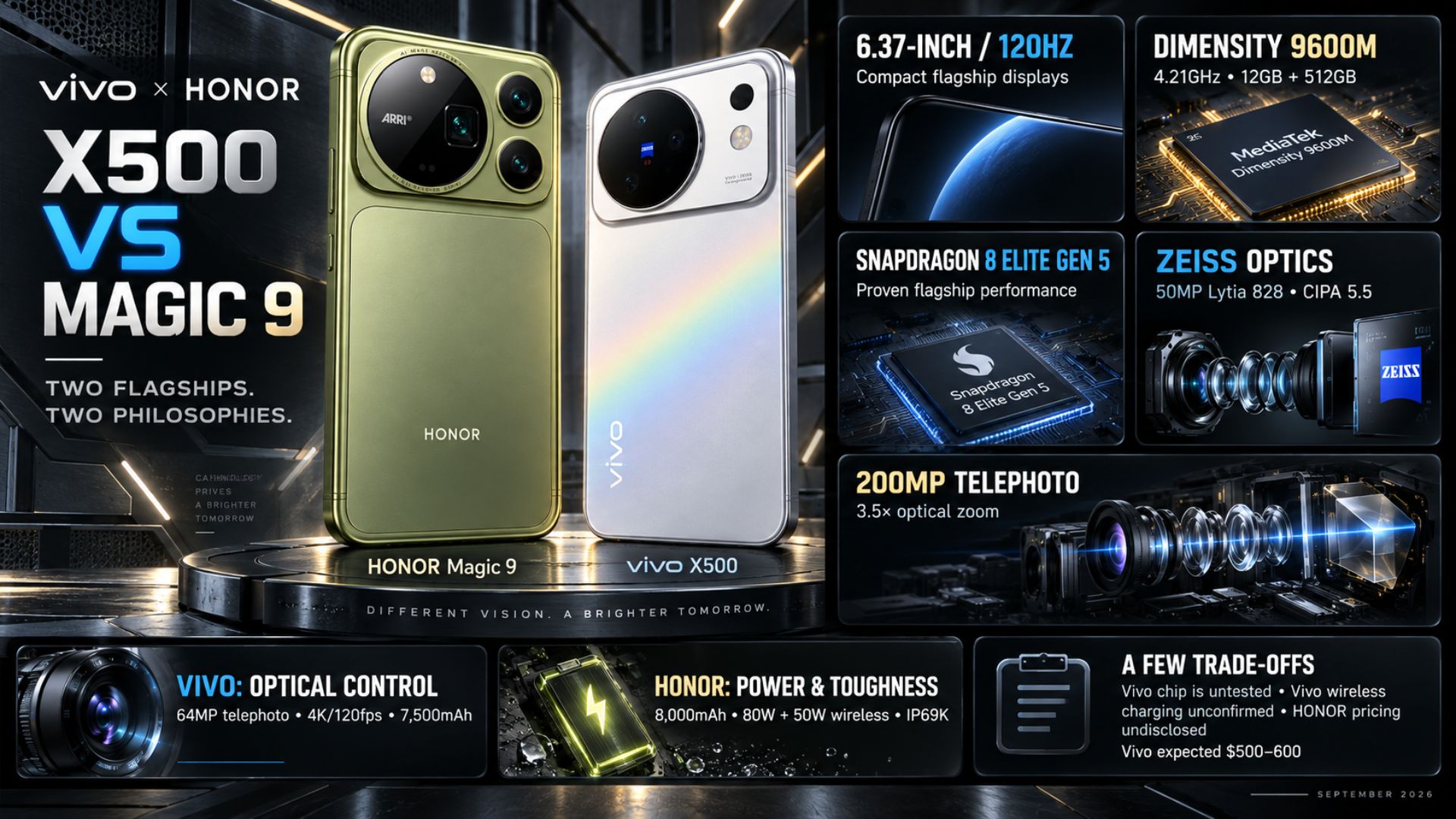 vivo X500 vs HONOR Magic 9 Specs Comparison
