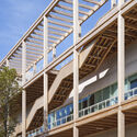 © Jean-Philippe Mesguen Centre Pompidou Francilien — Fabrique de l’Art / PCA / Prellwitz Chilinski Associates - Exterior Photography, Wood, Glass, Beam