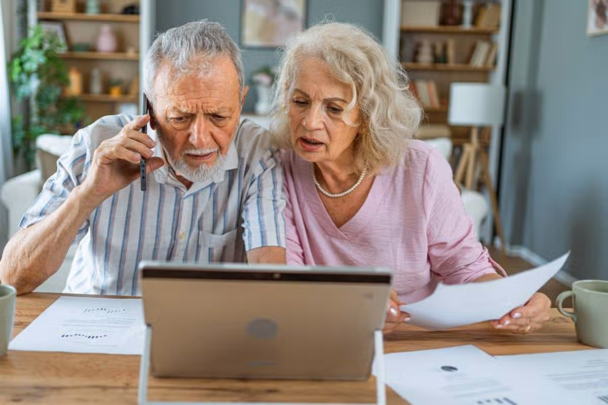 A couple check their finances