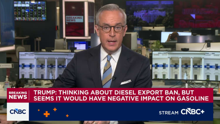 Pres. Trump: Thinking about diesel export ban, but seems it would have negative impact on gasoline
