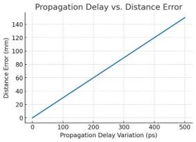 Propagation delay vs.distance error (estimated)